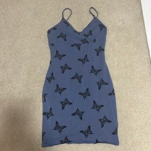 Skin Tight Dark Blue Wild Fable Dress with Butterflies